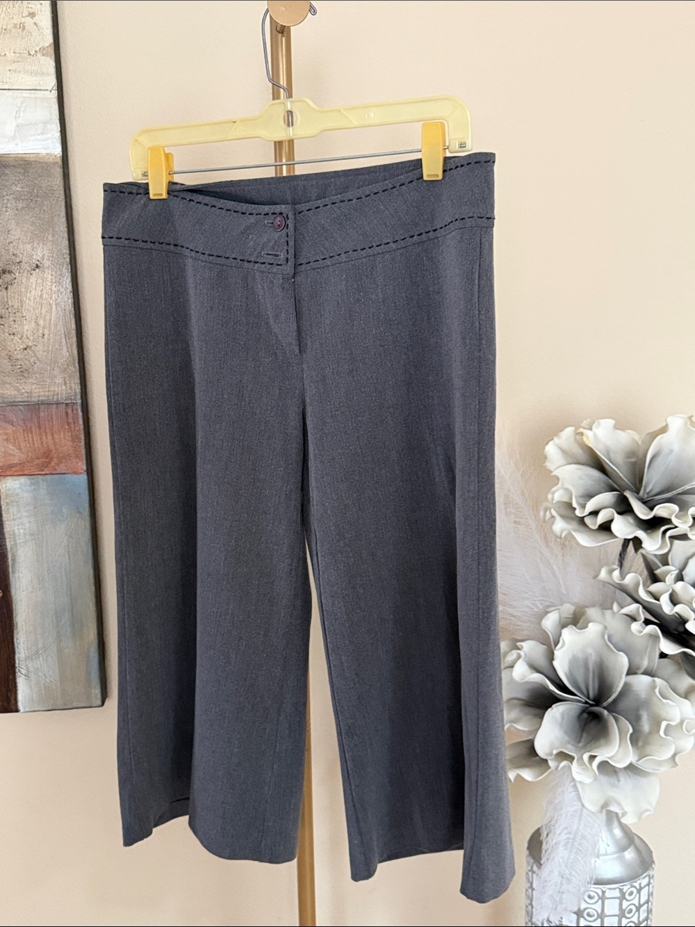 Celine Dark Charcoal Wide-Leg Knit Pants